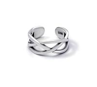Ticome Silver Thumb Rings for Women,Adjustable Open Ring Modern Minimalist Design,Fashion Interweaving Lines Men's and Women's Eternal Rings for Couples