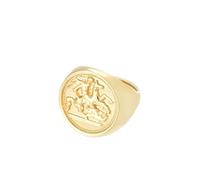 Ticome Solid St. George Dragon Slayer,Gold Sovereign Signet Ring for Men Religious Amulet Ring, Religious Jewelry Mens Christian Gift