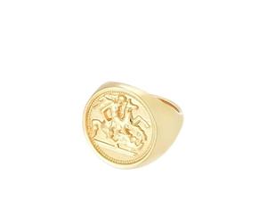 Ticome Solid St. George Dragon Slayer,Gold Sovereign Signet Ring for Men Religious Amulet Ring, Religious Jewelry Mens Christian Gift