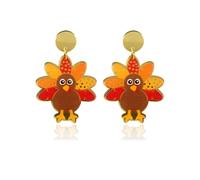 Ticome Thanksgiving Turkiye Maple Leaf Earrings,European and American Personalized Fashion Pendant Autumn Earrings,Acrylic Earrings