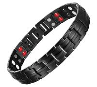 Ticome Titanium Steel Bracelets for Men,4 Element Double Row Ultra Strength Wristband, Retro New Calmi Men's Jewelry Daily Energy Meditation Balance Father's Day Accessories Jewelry Gifts (Black)