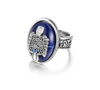 Ticome Vampire Damon's Ring,Punk Vampire Damon Daylight Ring, Bohemian Carved Pattern Style, Natural Lapis Lazuli Vintage Alloy Jewelry, Jewelry Gifts(Size P)