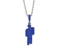 Ticome Women's and Men's Colourful Human Diamond Necklace, Stainless Steel Hip Hop Bad Guy Villain Necklace,Slant Head Trendy Shining Accessories