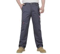 TICOMELA FR Pants for Men Flame Resistant Cargo Pants Lightweight 100% Cotton NFPA2112 7.5oz Gray Elastic Waist Pants