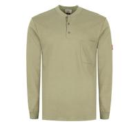 TICOMELA FR T Shirt Flame Resistant Shirt 5.5oz 100% Cotton Light Weight Workwear Men's Long Sleeve Henley Shirts, Khaki, Large