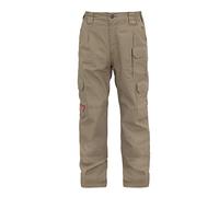 TICOMELA Men's FR Cargo Pants, Flame Resistant, Lightweight 100% Cotton, NFPA2112, 7.5oz Khaki, Elastic Waist, 30W/32L