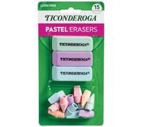 Ticonderoga Assorted Erasers, Pastel Colors, 15 Count
