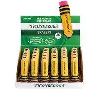 Ticonderoga Erasers, Pencil Shaped, Yellow, 36-Pack (38936)