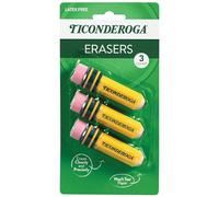 Ticonderoga Pencil Shaped Erasers, Yellow, 3 Count