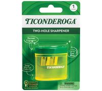 Ticonderoga Two-Hole Pencil Sharpener, Yellow and Green, 1 Count