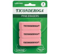 Ticonderoga Wedge Erasers, Pink, 3 Count