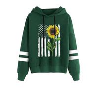 TICTICMIMI Womens Sunflower Hoodies Sweatshirts,Long Sleeve Pullover Drawstring Sweatshirt,Sunflower Shirts Cute Hoodies, Green, Large