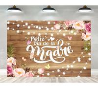 Ticuenicoa 5×3ft Feliz Dia de la Madre Backdrop Pink Flower Rustic Wood Floor Happy Mother's Day Banner Mexican Mama Background Best Mom Thanks Mom Party Decor Supplies