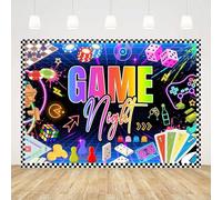 Ticuenicoa 9x6ft Game Night Backdrop Glow Neon Photo Background for Game On Birthday Party Decoration Chess Card Gaming Maze Video Game Boys Kids Adults Supplies Banner Photo Booth Props
