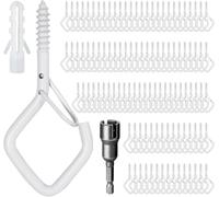 Ticway 110 PCS Q-Hanger Hooks for String Lights, Ceiling Hangers for Plants & Wind Chimes, Christmas Decorations Outdoor Hooks White