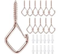 Ticway 12 PCS Q-Hanger Hooks for String Lights, Ceiling Hangers for Plants & Wind Chimes, Christmas Decorations Outdoor Hooks Rose Gold