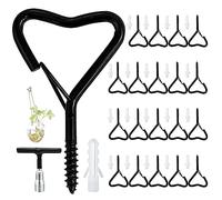 Ticway 20 PCS Q Hanger Hooks with Safety Buckle, Hooks for Outdoor String Lights, Heart Love Plant Hooks for Outdoor String Lights, Party Lights, Garage, Wind Chimes - Black