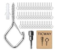 Ticway 60 PCS Q-Hanger Hooks for String Lights, Ceiling Hangers for Plants Wind Chimes, Christmas Decorations Outdoor Hooks 304 Stainless Steel