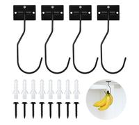 Ticway Banana Hanger Hook - Space Saving Banana Holder Hanger to Keep Bananas Fresh, Self Adhesive and Screw Banana Hook 4Pack Black