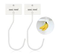 Ticway Banana Hanger Hook - Space Saving Banana Holder Hanger to Keep Bananas Fresh, Self Adhesive and Screw Banana Hook 2Pack White