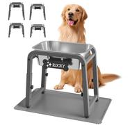 TIDANT 1.2 Gallon Elevated Large Dog Water Bowl with Mat, 4 Height Adjustable 12-17", Raised Dog Water Bowl Stand for Large Breed