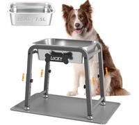 TIDANT 2 Gallon Elevated Large Dog Water Bowl with Mat, 4 Height Adjustable 10.4-15.2", Raised Dog Water Bowl Stand for Large Breed