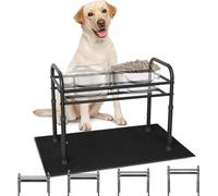 TIDANT Adjustable Elevated Dog Feeder Stand with Mat for X-Large & Large Dogs - 4 Height Settings (8.7"-13.4"), Compatible with 6"-8.7" Bowls (Bowls Not Included)