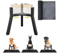 TIDANT Dog Bowl Stand for Medium Large Dogs with Mat, Adjustable Width Elevated Dog Bowls for 7-10.6" Wide Bowls, Raised Dog Food Water Bowls, 11 inch Tall Single Dog Bowl Holder, Bowl Not Included