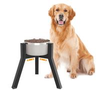 TIDANT Dog Bowl Stand for Medium Large Dogs, Adjustable Width Elevated Dog Bowls, Raised Dog Food & Water Bowls, 11 inch Tall Single Dog Bowl Holder, Black