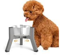 TIDANT Eelevated Dog Bowl Stand for Small Dogs, Adjustable Width 5.2-8.66'', Raised Dog Food Water Bowls, 7.8'' Tall, Grey-Bowl Not Included