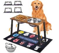 TIDANT Elevated Dog Bowls for Large Extra Large Dogs with Mat, 4 Height Adjustable, 2 Stainless Steel Dog Bowls 3000ml,101oz