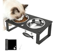 TIDANT Elevated Dog Cat Bowls with Mat for Small Pets, Raised Pet Bowl Stand with 2 Stainless Steel Bowls, xx Tall