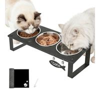 TIDANT Elevated Dog Cat Bowls with Mat for Small Pets, Raised Pet Bowl Stand with 3 Stainless Steel Bowls, xx Tall