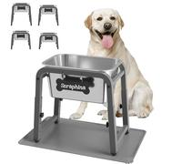 TIDANT Elevated Large Dog Water Bowl with Mat,2 Gallon,4 Height Adjustable 13-20", Raised Dog Water Bowl Stand for Large Breed