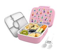tiddlers & nippers 5 Compartment Lunch/Bento Box for Kids & Adults! | Includes Reusable Cutlery - Fork & Spoon | Leak-Proof & BPA-Free | Microwave, Freezer & Dishwasher Safe (Fabulous Fairies)