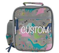tiddlers & nippers Kids Lunch Bag | Insulated Lunch Box | Double Zipped Large Compartment | Zipped Front Storage, Carry Handle & Mesh Side Pocket (Dinky Dinos - Personalised)