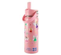 tiddlers & nippers Stainless Steel Vacuum Insulated Double Wall Kids Reusable Water Bottle with Leak Proof Straw 500ml | Keeps Cool for 24hrs & Warm for 10hrs + (Fabulous Fairies)
