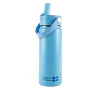 tiddlers & nippers Stainless Steel Vacuum Insulated Double Wall Kids Reusable Water Bottle with Leak Proof Straw 500ml | Keeps Cool for 24hrs & Warm for 10hrs + (Blue)