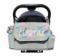 tiddlers & nippers Tiddler Universal Pram Pushchair Organiser Bag - Large Capacity Stroller & Buggy Bag with 2 Cup Holders & 2 Compartments (Personalised Dinky Dinos)