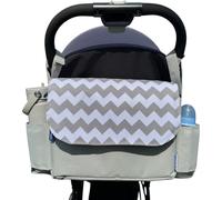 Tiddlers & Nippers Tiddler Universal Pram Pushchair Organiser Bag - Large Capacity Stroller & Buggy Bag with 2 Cup Holders & 2 Compartments (Chevrons)