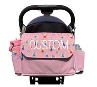 tiddlers & nippers Tiddler Universal Pram Pushchair Organiser Bag - Large Capacity Stroller & Buggy Bag with 2 Cup Holders & 2 Compartments (Personalised Fabulous Fairies)