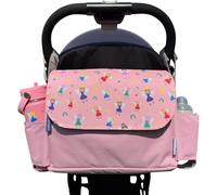 tiddlers & nippers Tiddler Universal Pram Pushchair Organiser Bag - Large Capacity Stroller & Buggy Bag with 2 Cup Holders & 2 Compartments (Fabulous Fairies)