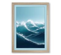 Tide and Stone Coastal Framed Wall Art Print A3 (42×29.7cm) Oak, Wall Decor for Living Room, Bedroom, Office & Home, Ready to Hang, Art Gift