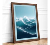 Tide and Stone Coastal Framed Wall Art Print A4 Walnut