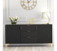Tide Crest 140cm Black Sideboard Gold - Modern Fluted Design