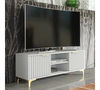 Tide Crest Tv Unit 120Cm Gold White With Fluted Wave Doors - Creative Furniture