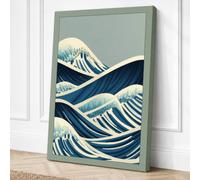 Tide in Lines Coastal Canvas Wall Art Print 18x12 Inch (46 x 30 cm)