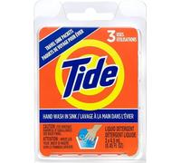 Tide Travel Sink Packets, 3-Count, Unscented, Liquid, Laundry Packets