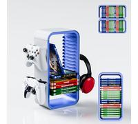 Tideal Universal Games Storage Tower Pro - for Up to 18 Games - with Controller Holder for up to 4 Gamepads - Gaming Accessories for PS5, PS4, PS3, Xbox X/S/One, Switch 1 + 2, Switch OLED, BluRay,