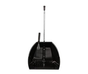 Tidee Red Gorilla Official - BIG with Short Black Plastic Rake Large Black Scoop Pan with Short Handle Wide Deep Dustpan for Garden Stable Home or Building Site